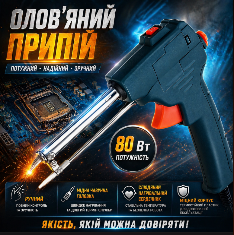 ПАЯЛЬНИЙ ЗВАРЮВАЛЬНИЙ ПІСТОЛЕТ 6В1 НА 80ВТ