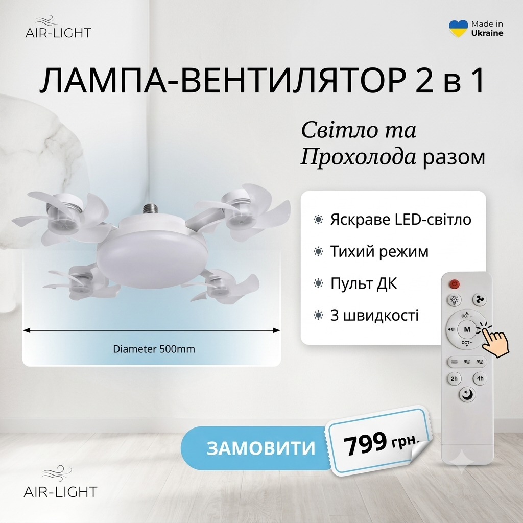 Лампа-Вентилятор 2в1