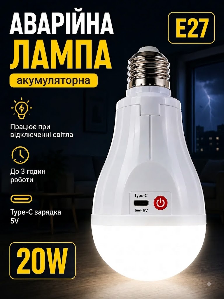 Акумуляторна лампа 2в1