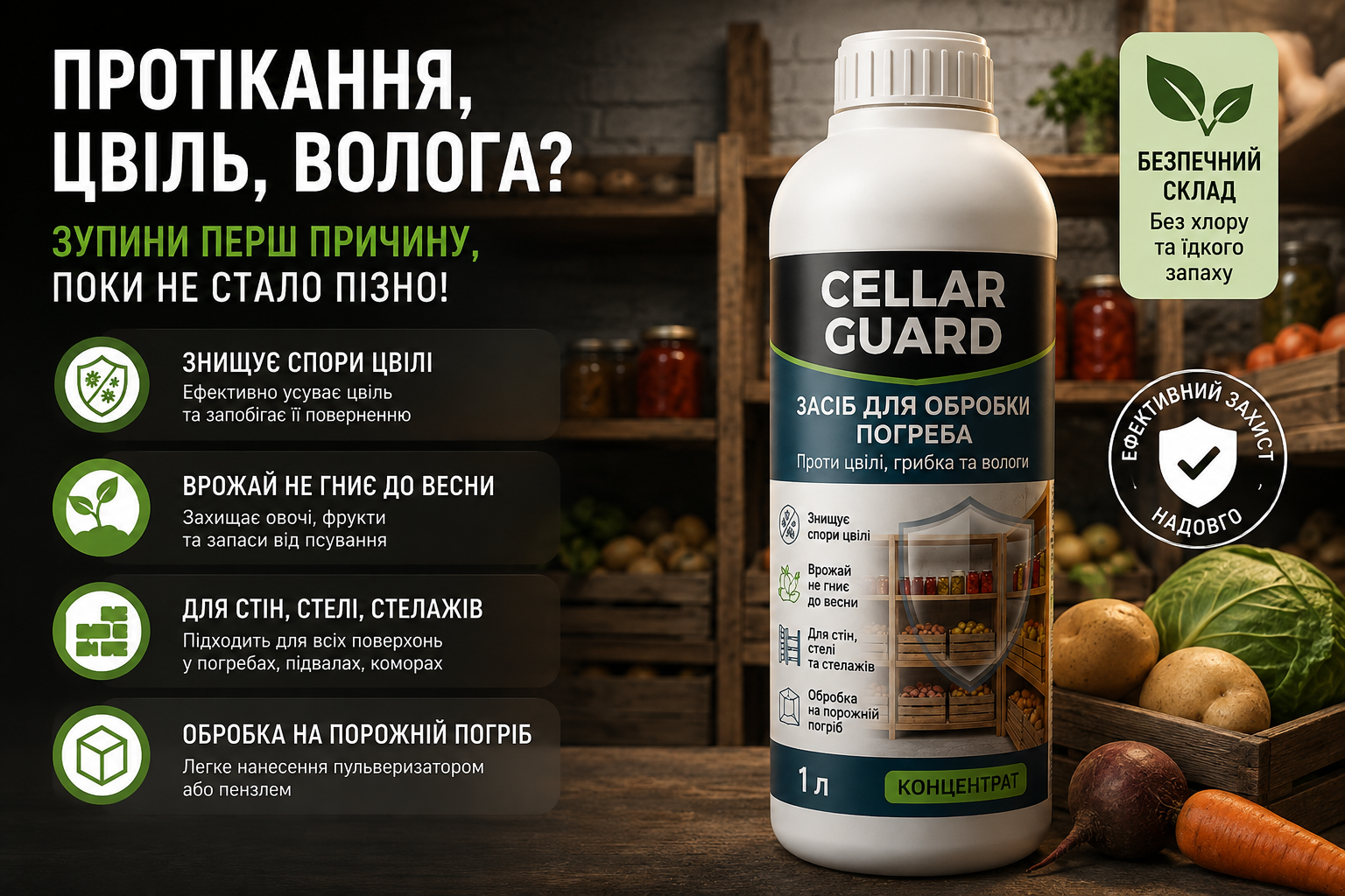 Абсолютний захист погребу від цвілі, грибка та вологи