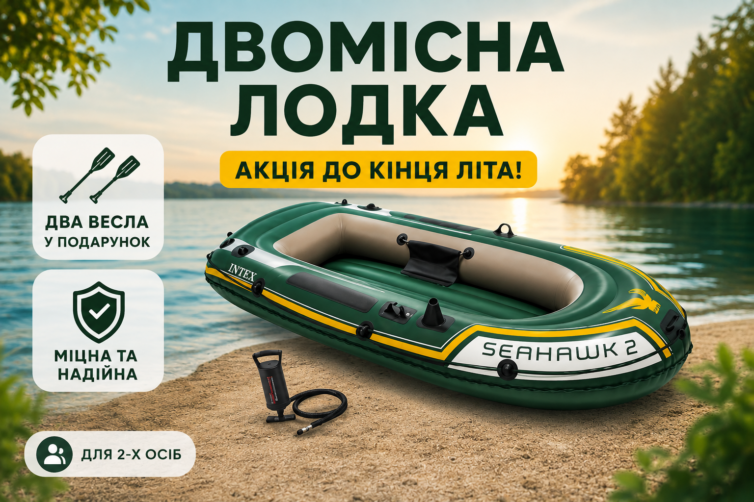 Надувна 2-місна лодка